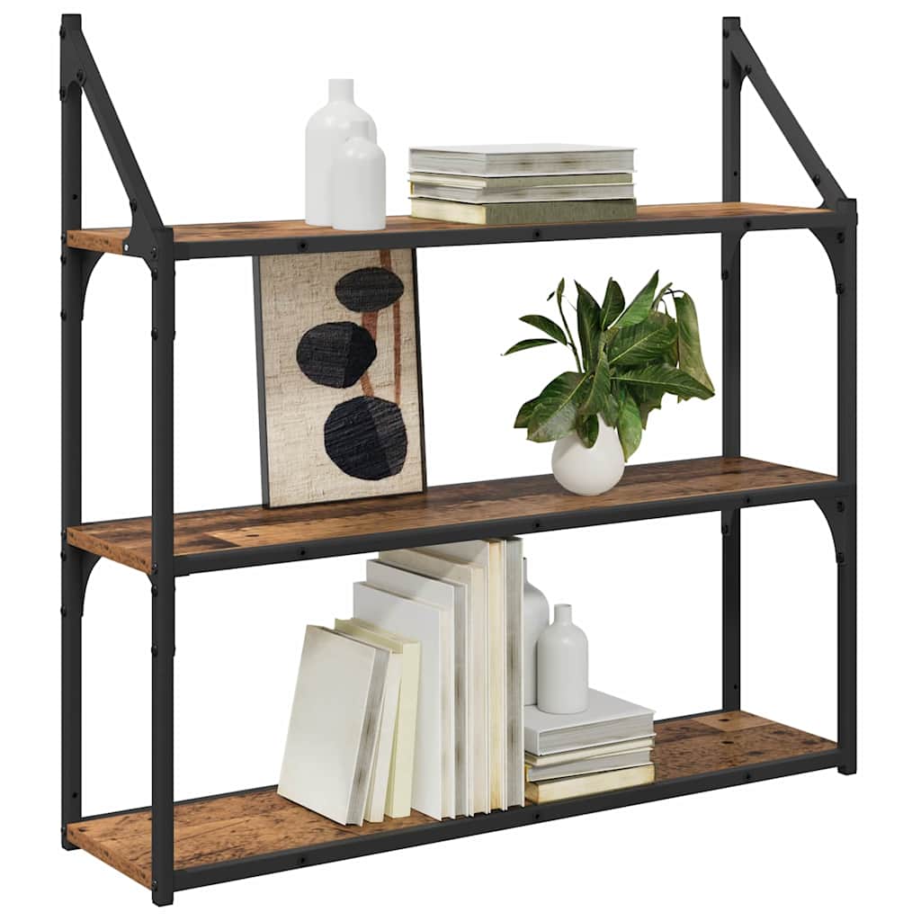 Vidaxl wandplank muurmontage oud hout 80 x 21 x 78,5 cm bewerkt hout