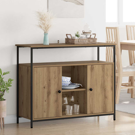 Vidaxl dressoir artisan eiken 100 x 35 x 80 cm bewerkt hout