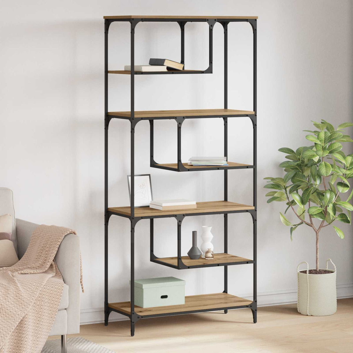 Vidaxl boekenkast 6-laags 81 x 36 x 176 cm bewerkt hout