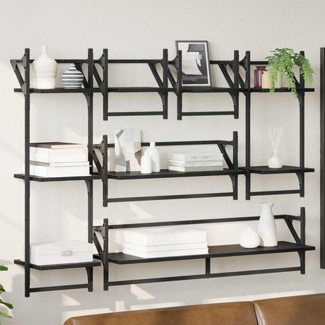 Vidaxl wandplankenset 6 st zwart eiken 100 x 25 x 30 cm bewerkt hout