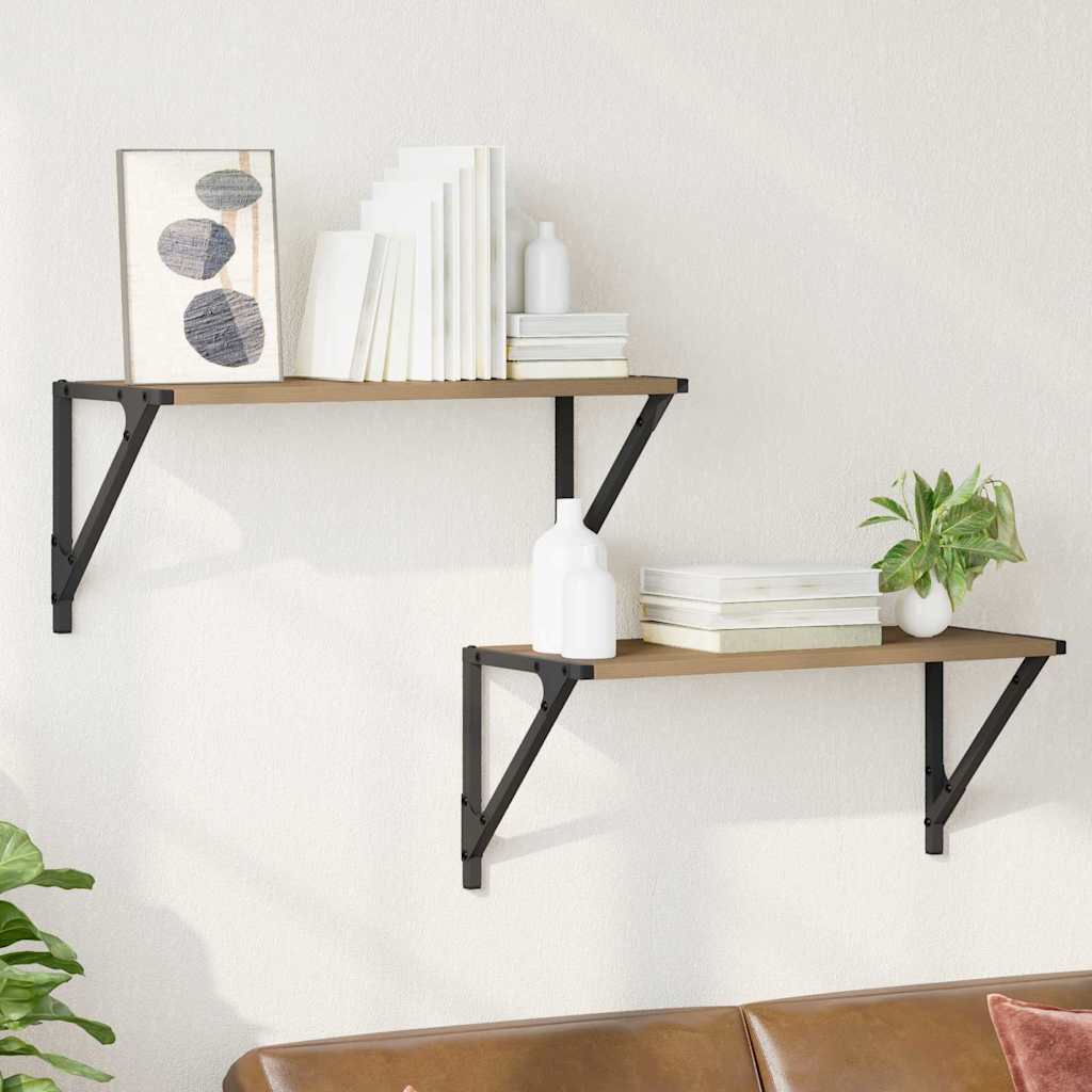 Vidaxl wandplanken 2 st artisan eiken 60 x 25 x 25,5 cm bewerkt hout
