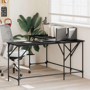 Vidaxl bureau zwart eiken bewerkt hout 149 x 149 x 75 cm