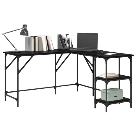 Vidaxl bureau zwart eiken 139 x 139 x 75 cm bewerkt hout