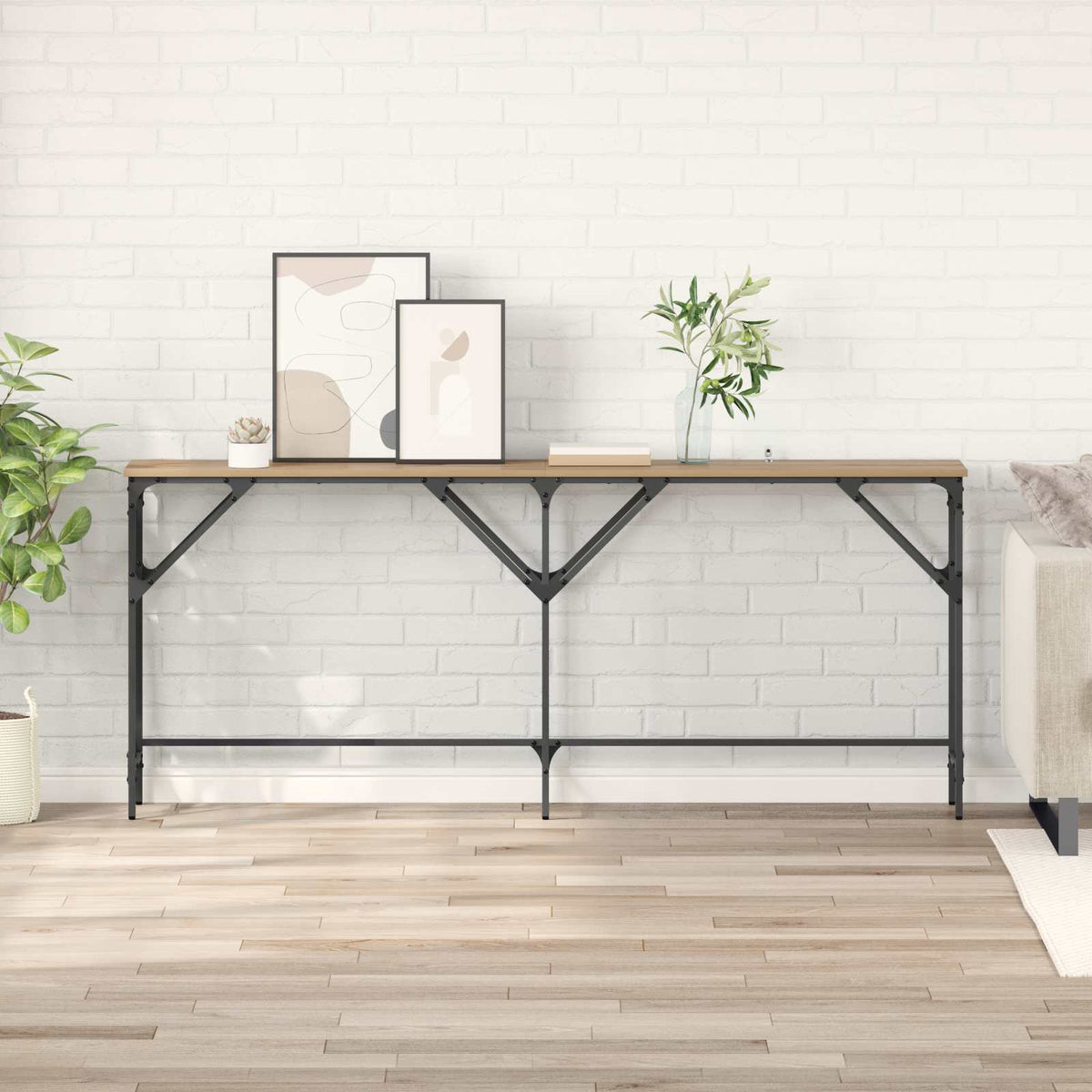 Vidaxl wandtafel artisan eiken 180 x 30 x 75 cm bewerkt hout