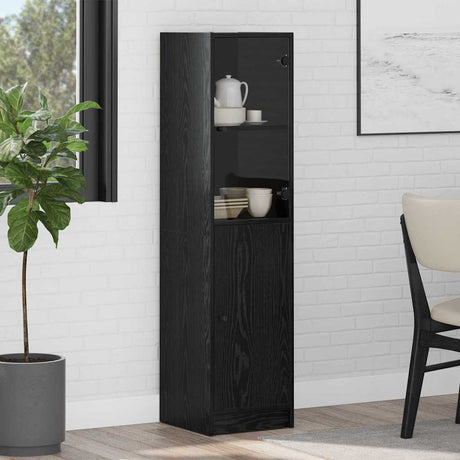Vidaxl highboard zwart eiken 35 x 37 x 142 cm bewerkt hout