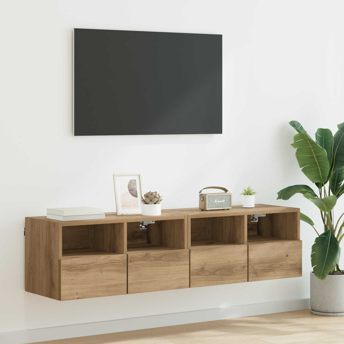 Vidaxl tv wandkasten 2 st artisan eiken bewerkt hout
