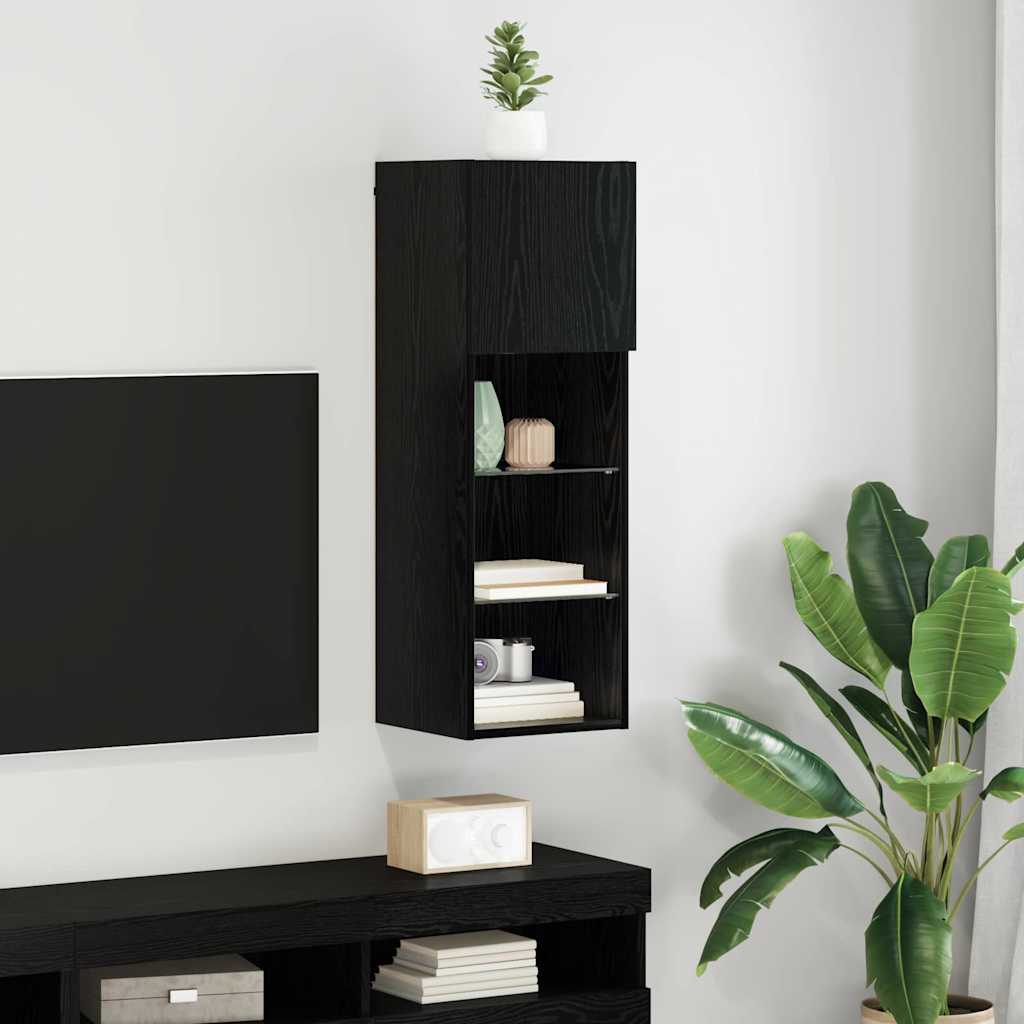Vidaxl wandgemonteerd tv-meubel 30,5 x 30 x 90 cm zwart eiken