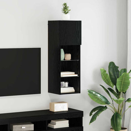 Vidaxl wandgemonteerd tv-meubel 30,5 x 30 x 90 cm zwart eiken