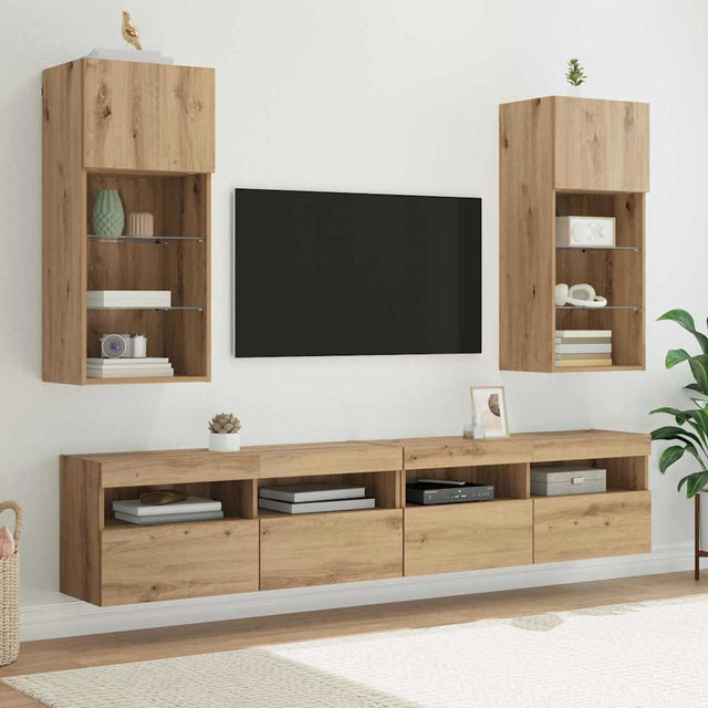 Vidaxl wandgemonteerde tv-kasten 2 st artisan eiken bewerkt hout