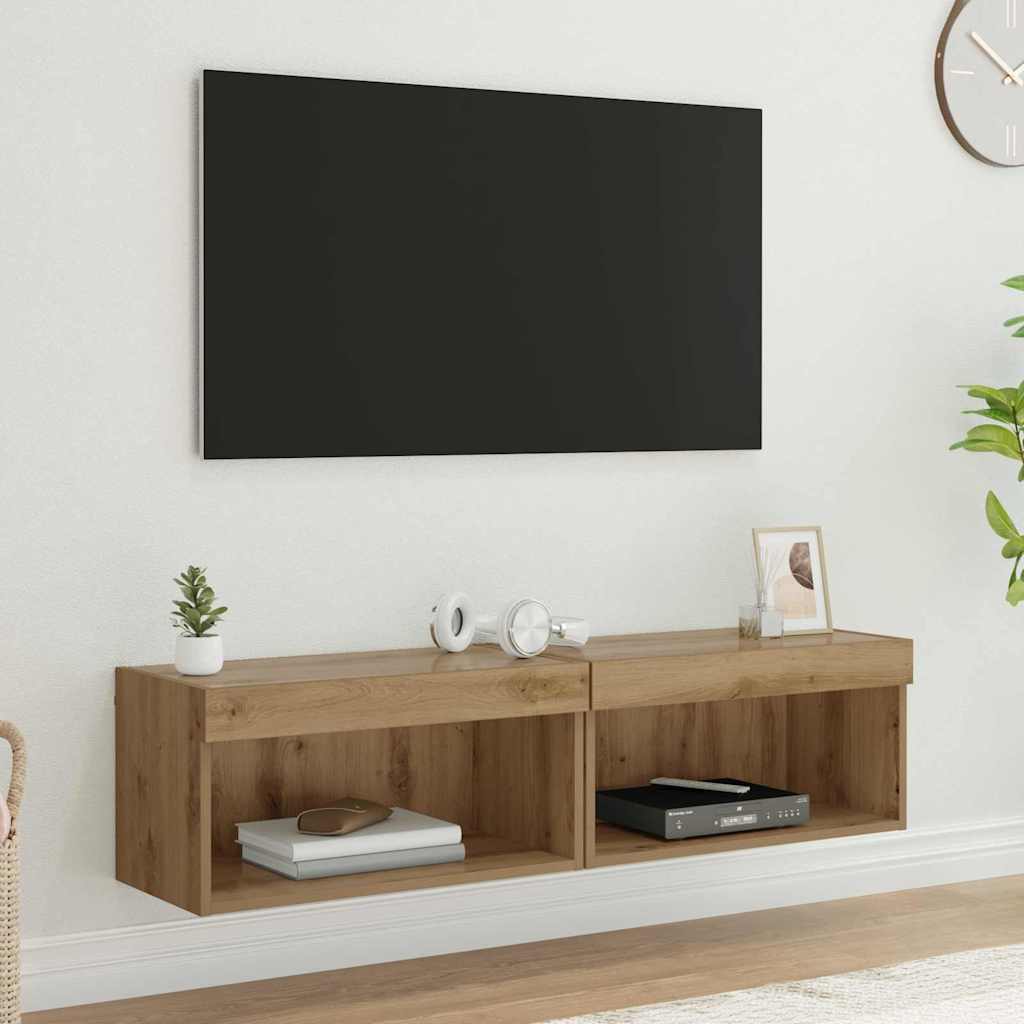 Vidaxl tv-meubelset 2 st artisan eiken bewerkt hout