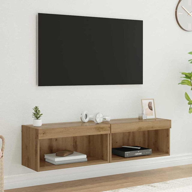 Vidaxl tv-meubelset 2 st artisan eiken bewerkt hout