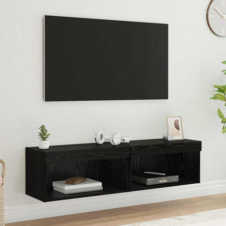 Vidaxl tv-meubelset 2 st zwart eiken bewerkt hout