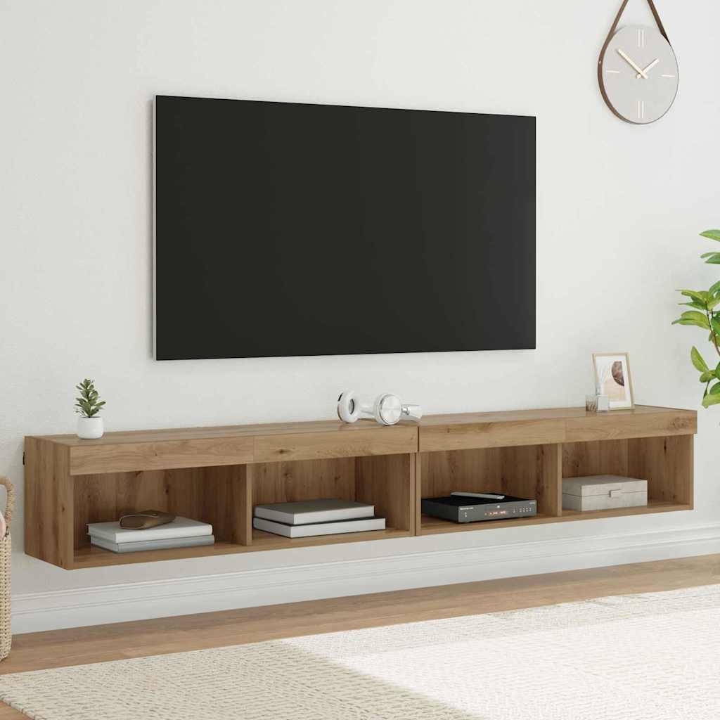 Vidaxl tv-meubelset 2 st artisan eiken bewerkt hout