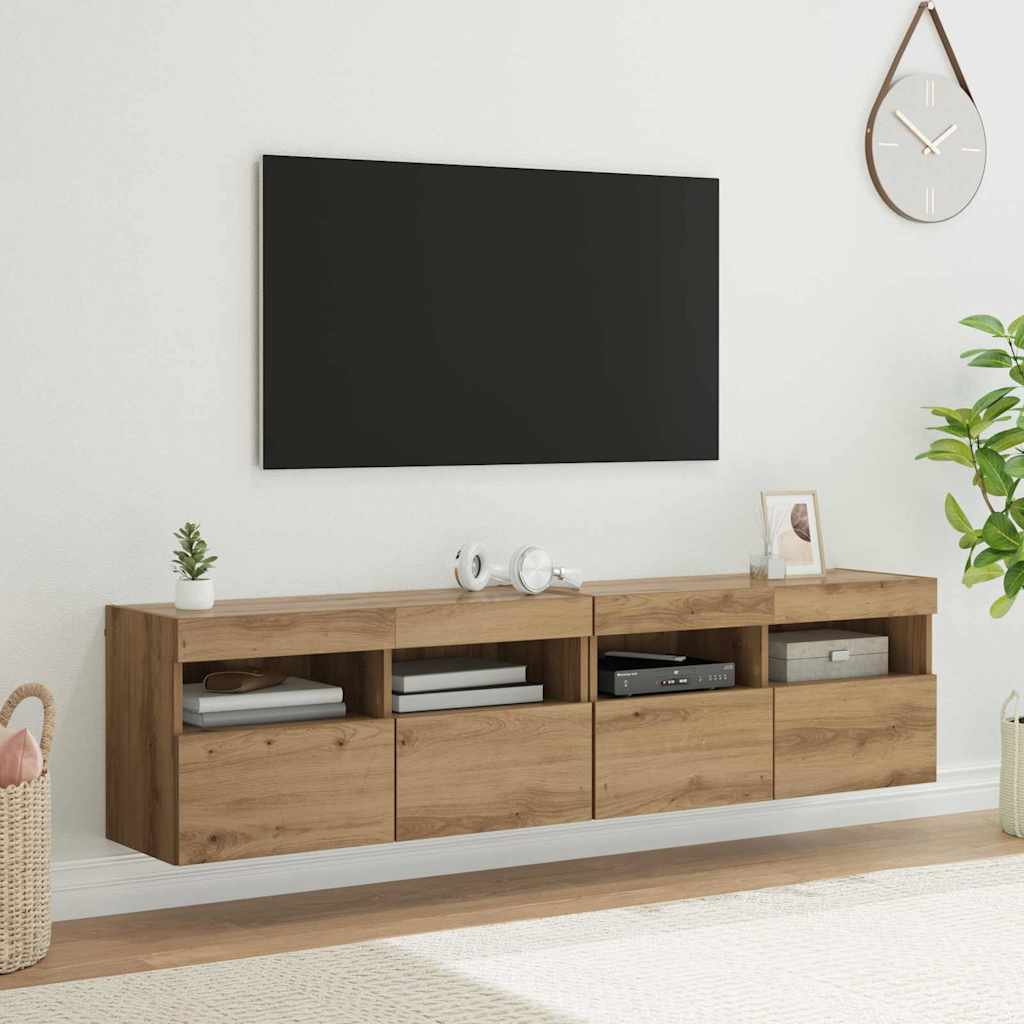 Vidaxl tv wandkasten 2 st artisan eiken bewerkt hout