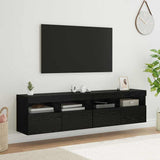 Vidaxl tv wandkasten 2 st zwart eiken bewerkt hout