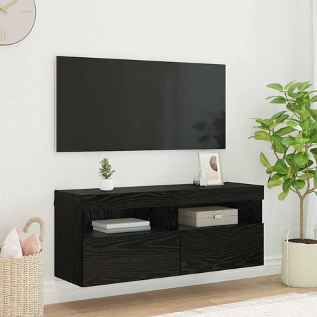 Vidaxl tv wandkast 100 x 30 x 40 cm zwart eiken bewerkt hout