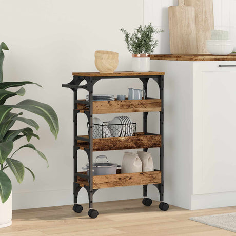 Vidaxl keuken trolley oud hout 53 x 20 x 76 cm bewerkt hout