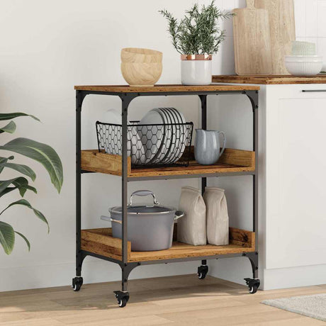 Vidaxl keuken trolley oud hout 60 x 41 x 80.5 cm bewerkt hout