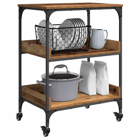 Vidaxl keuken trolley oud hout 60 x 41 x 80.5 cm bewerkt hout