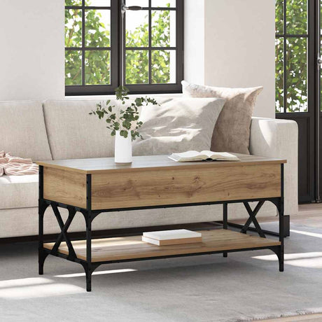 Vidaxl salontafel artisan eiken 100 x 50 x 50 cm bewerkt hout