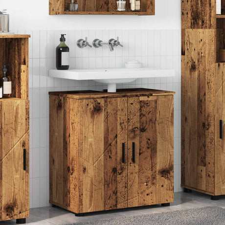 Vidaxl badkamer kast oud hout 61 x 35 x 64 cm bewerkt hout, metaal
