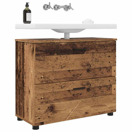 Vidaxl badkamer kast oud hout 76,5 x 35 x 64 cm bewerkt hout, metaal