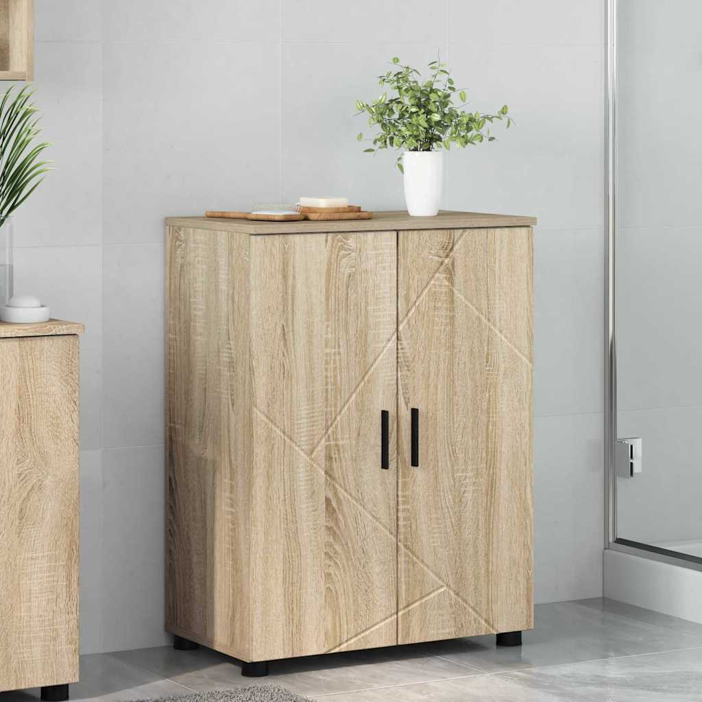 Vidaxl badkamer kast sonoma eiken 60 x 35 x 80 cm bewerkt hout, metaal