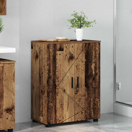 Vidaxl badkamer kast oud hout 60 x 35 x 80 cm bewerkt hout, metaal