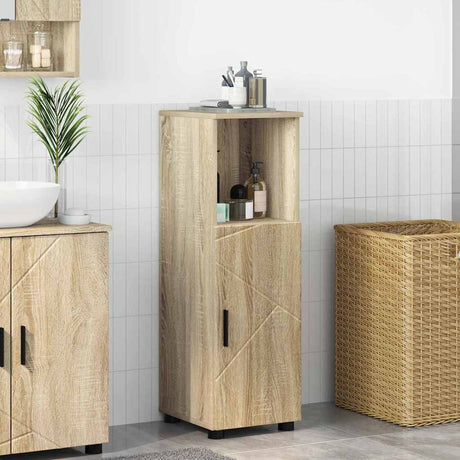 Vidaxl badkamer kast sonoma eiken 30 x 35 x 95 cm bewerkt hout, metaal