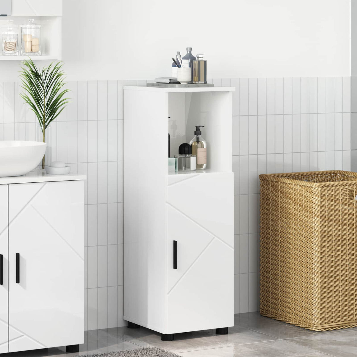 Vidaxl badkamer kast hoogglans wit 30 x 35 x 95 cm