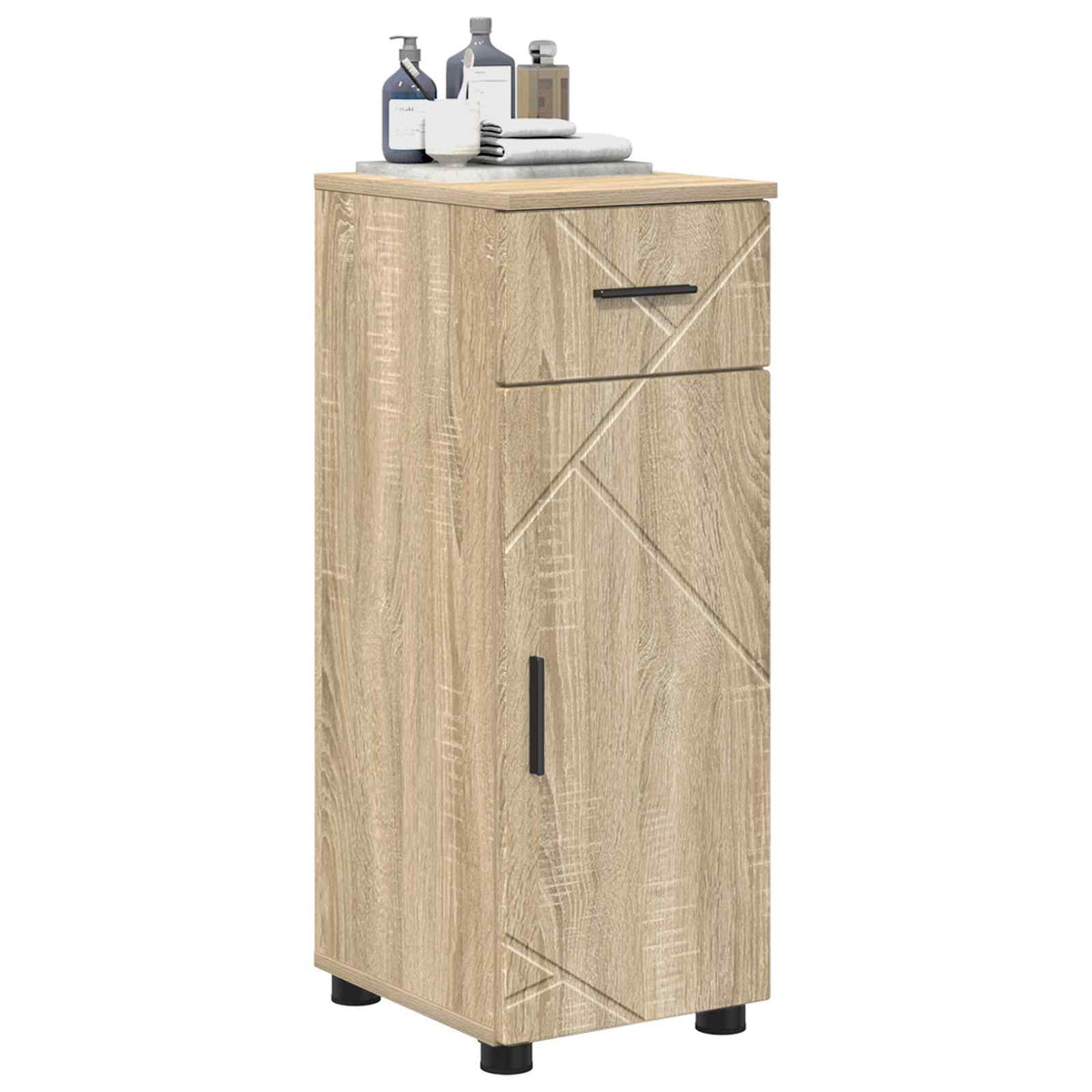 Vidaxl badkamer kast sonoma eiken 30 x 35 x 80 cm bewerkt hout, metaal