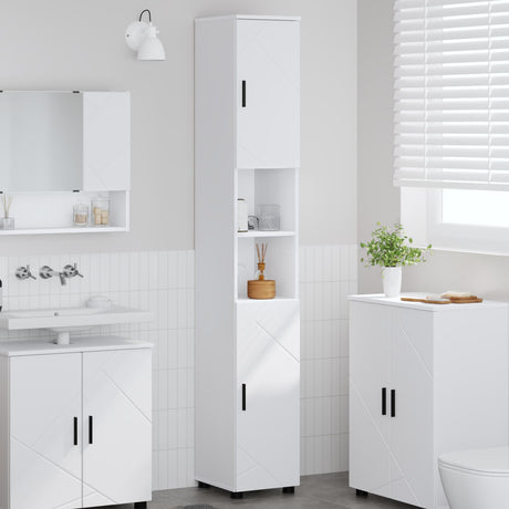 Vidaxl badkamer kast wit 30 x 35 x 192 cm bewerkt hout, metaal