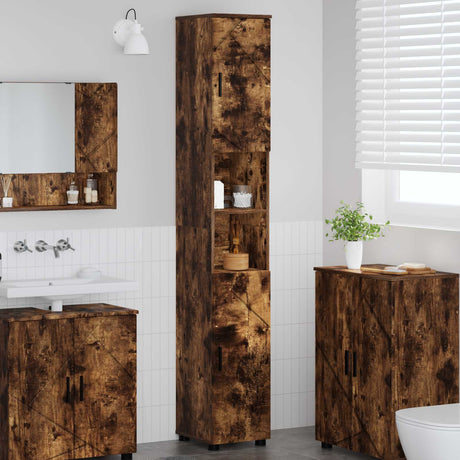 Vidaxl badkamer kast gerookt eiken 30 x 35 x 192 cm