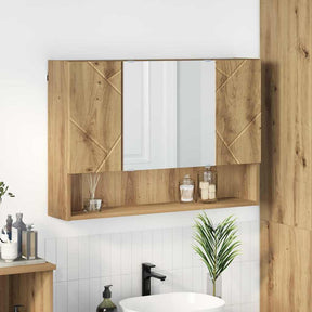Vidaxl spiegelkast artisan eiken 80 x 17 x 55 cm bewerkt hout