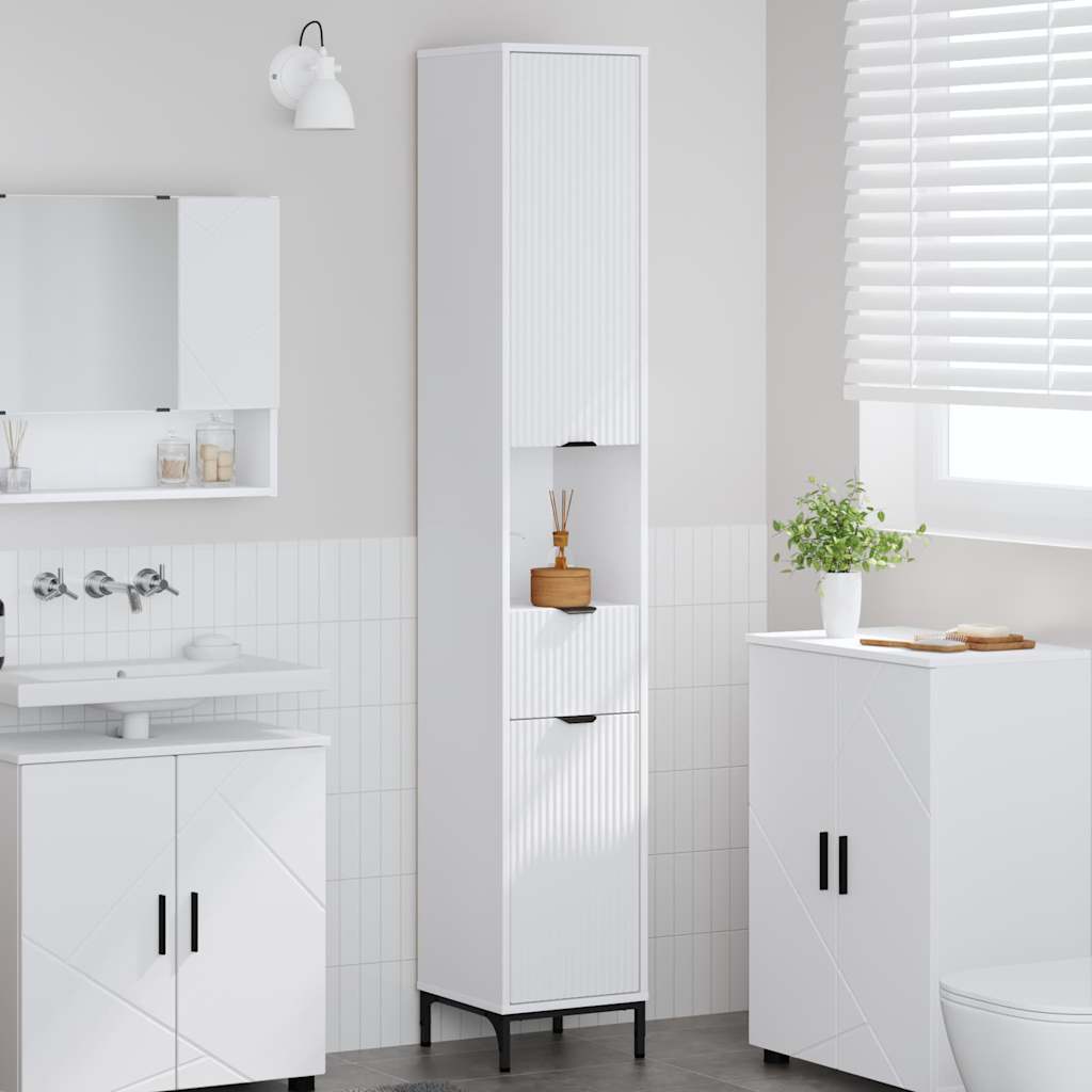 Vidaxl badkamer kast wit 31,5 x 33 x 190 cm bewerkt hout, metaal