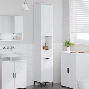 Vidaxl badkamer kast wit 31,5 x 33 x 190 cm bewerkt hout, metaal