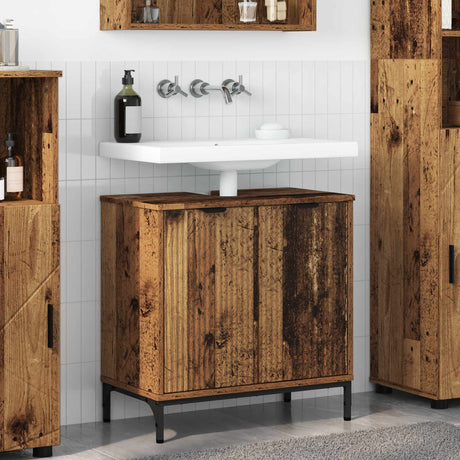 Vidaxl badkamertenk te kast oud hout 60,5 x 33,5 x 61 cm bewerkt hout