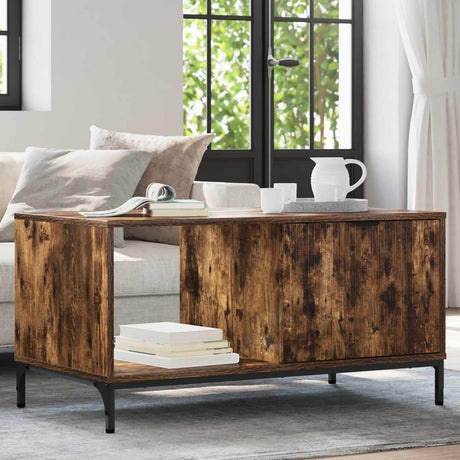 Vidaxl salontafel gerookt eiken 90 x 49 x 46 cm bewerkt hout