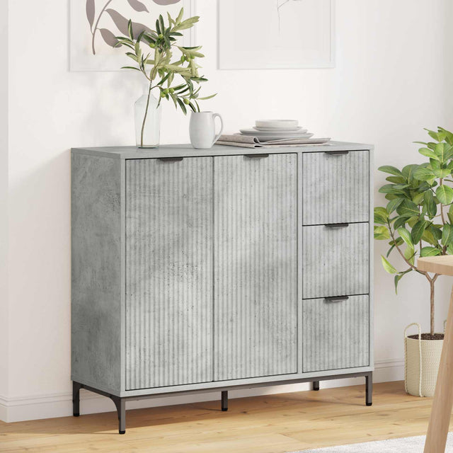 Vidaxl dressoir beton grijs 89,5 x 33 x 82 cm bewerkt hout