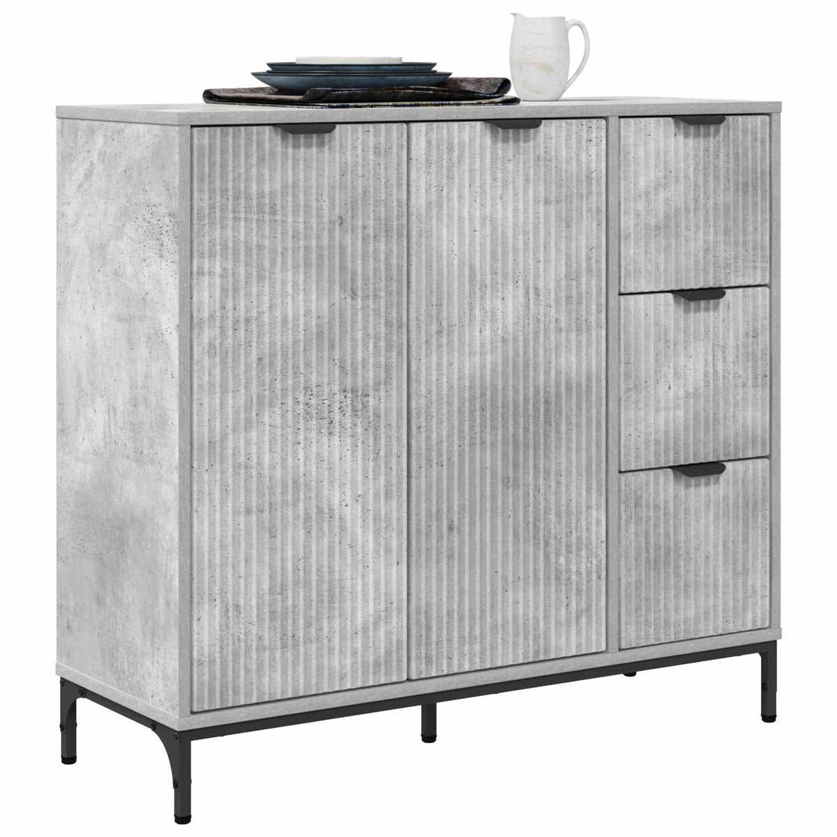 Vidaxl dressoir beton grijs 89,5 x 33 x 82 cm bewerkt hout