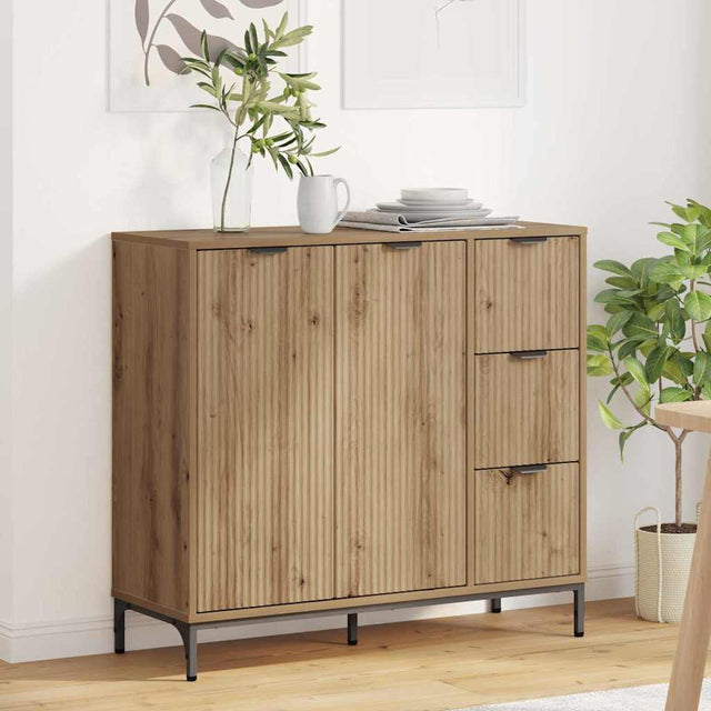 Vidaxl dressoir artisan eiken 89,5 x 33 x 82 cm bewerkt hout