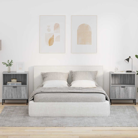 Vidaxl nachtkastje 2 st grijs sonoma 49 x 36 x 61 cm bewerkt hout