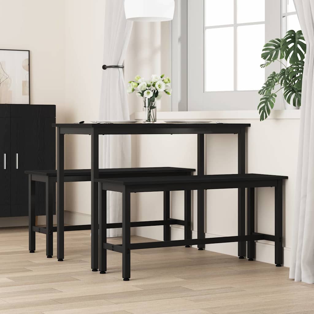 Vidaxl eetbank 100 x 32,5 x 48,5 cm 2 st engineered hout en staal