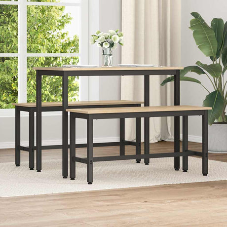 Vidaxl eetbank 100 x 32,5 x 48,5 cm 2 st engineered hout en staal