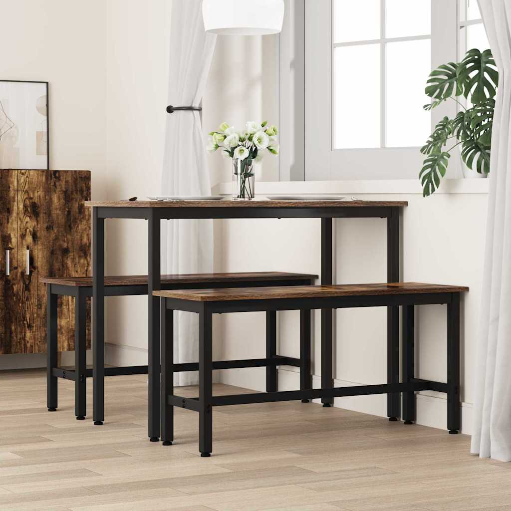 Vidaxl eetbank 100 x 32,5 x 48,5 cm 2 st engineered hout en staal