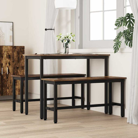 Vidaxl eetbank 100 x 32,5 x 48,5 cm 2 st engineered hout en staal
