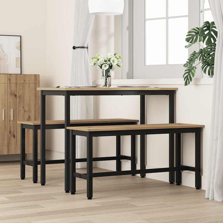 Vidaxl eetbank 100 x 32,5 x 48,5 cm engineered hout en staal
