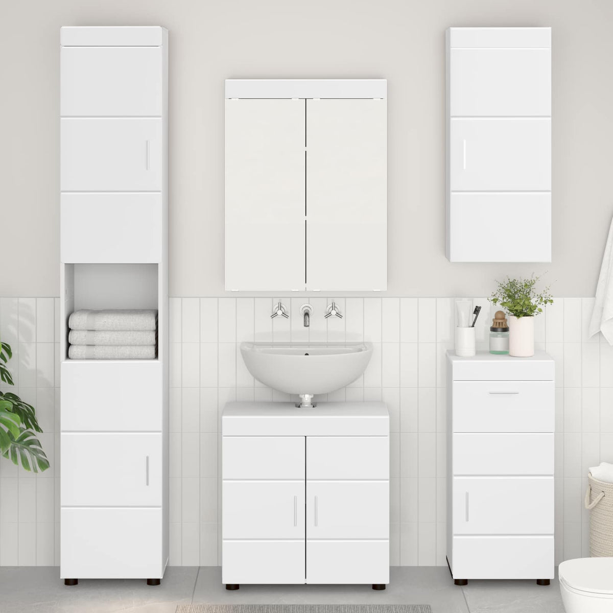 Vidaxl badkamer wandkast tulum wit 37 x 24,5 x 86 cm bewerkt hout