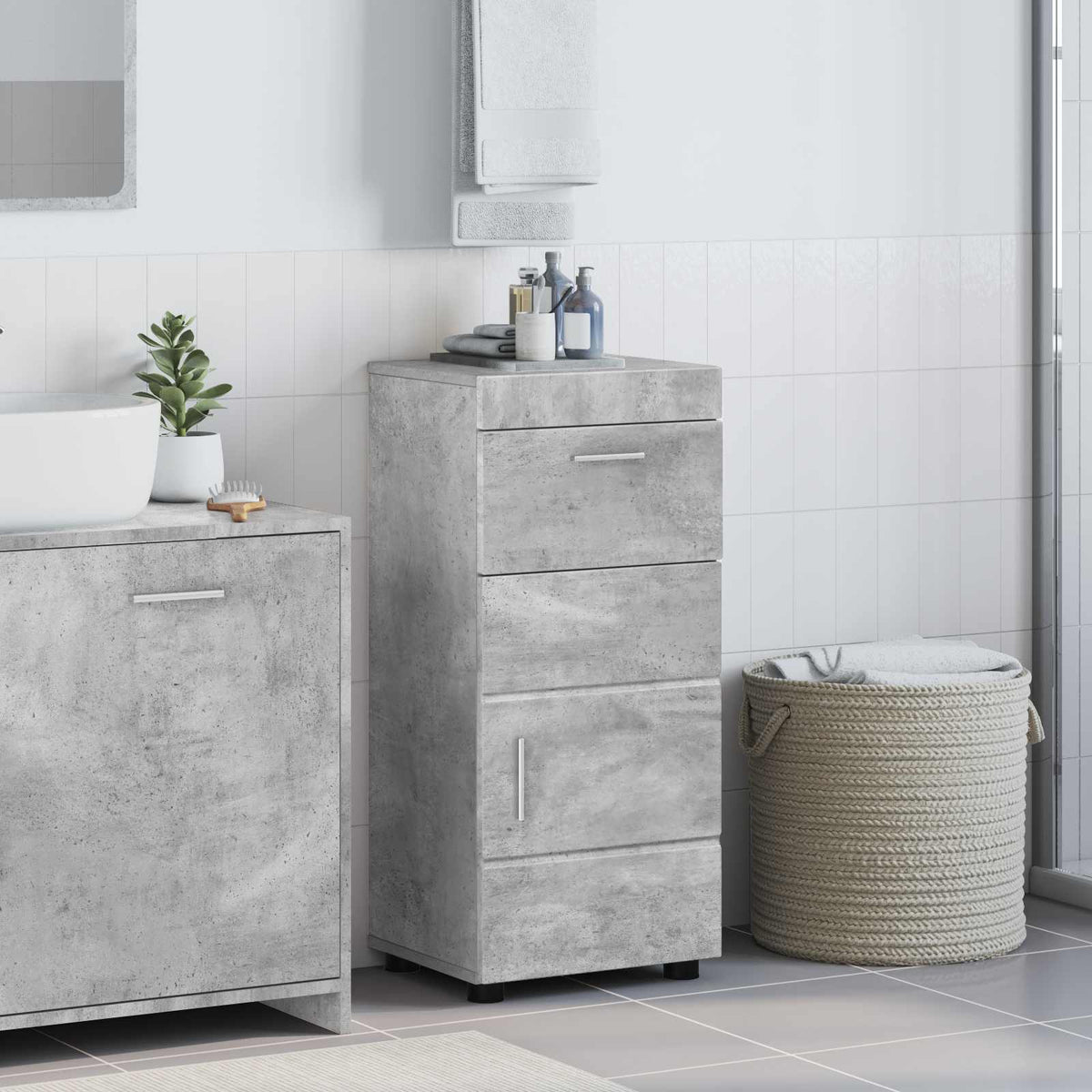 Vidaxl badkamerkastenset tulum beton grijs 37 x 31,5 x 82 cm