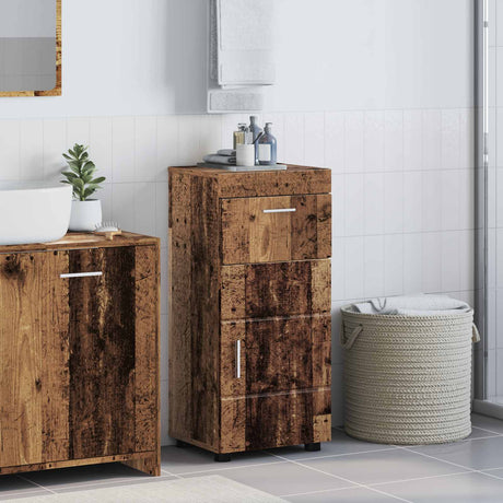Vidaxl badkamerkastenset tulum oudhout 37 x 31,5 x 82 cm bewerkt hout